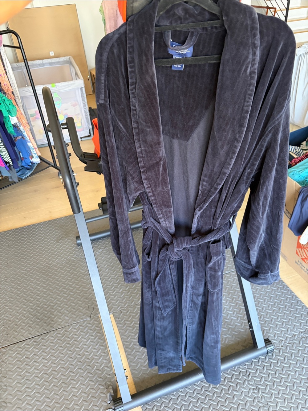 Nautica Plush Shawl Collar Belted Robe Jacket - Navy